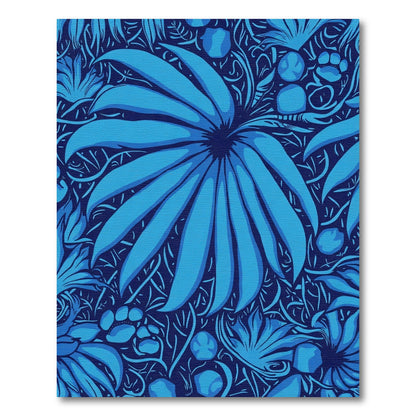 Deep Blue Tropical Bloom Accents Rug