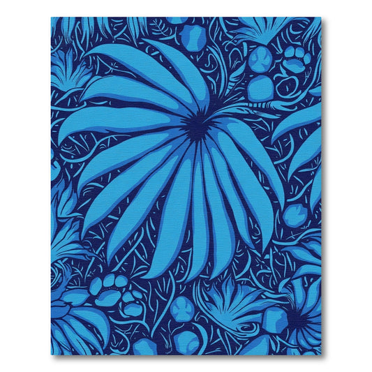 Deep Blue Tropical Bloom Accents Rug
