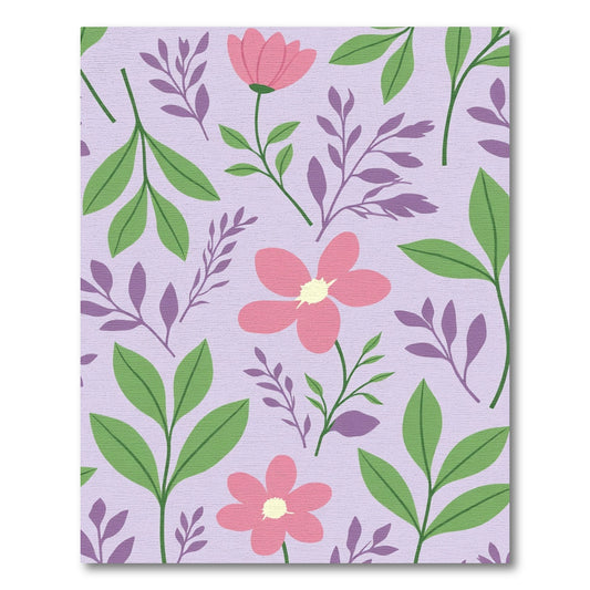 Pastel Pink Floral Garden Illustration Rug