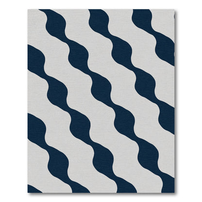 Navy Gray Wavy Stripe Composition Rug
