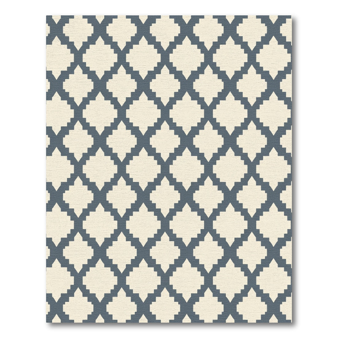 Modern Slate Gray Quatrefoil Lattice Rug