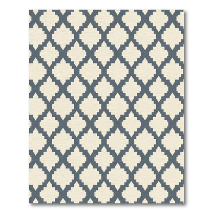 Modern Slate Gray Quatrefoil Lattice Rug