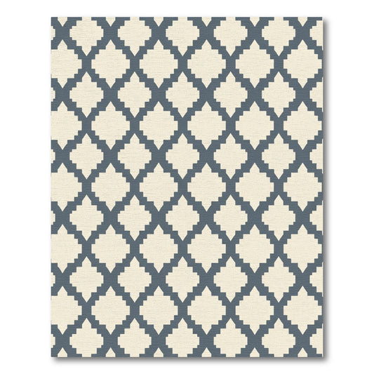 Modern Slate Gray Quatrefoil Lattice Rug