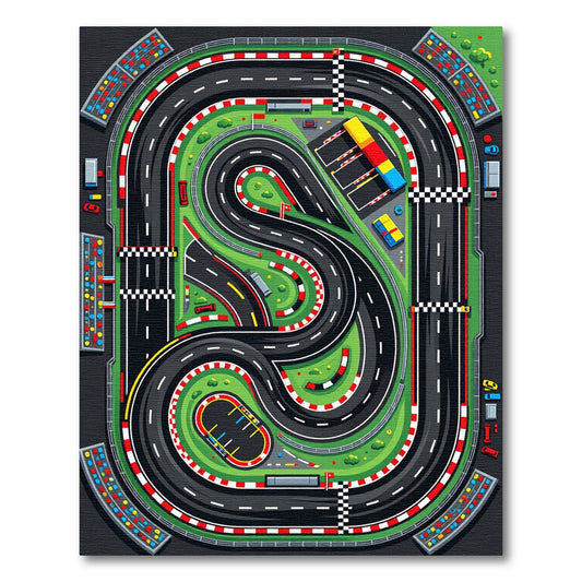 Winding Checkered Racetrack Pattern Rug