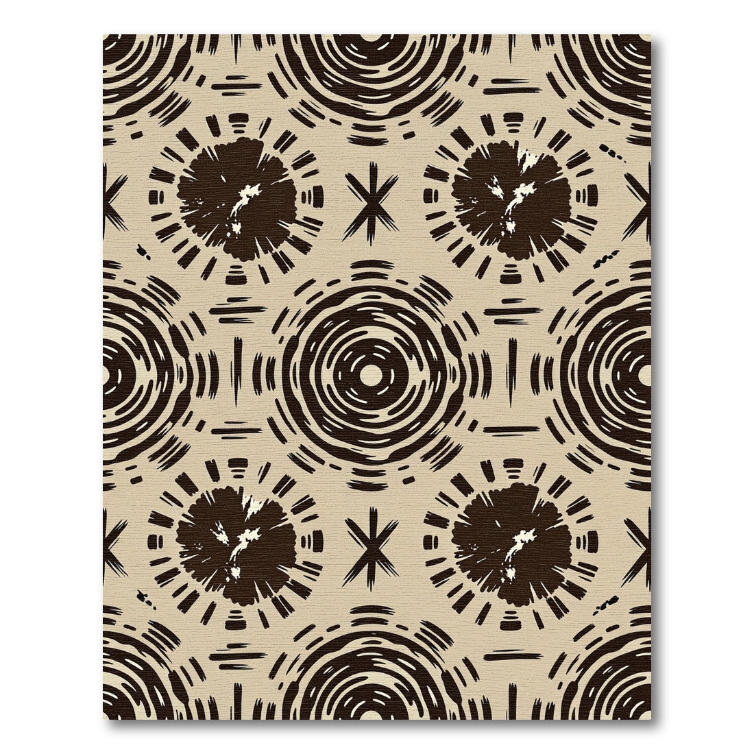 Earthy Brown Abstract Sun Geometric Rug