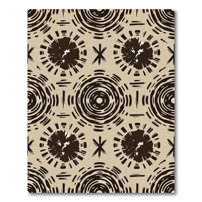 Earthy Brown Abstract Sun Geometric Rug