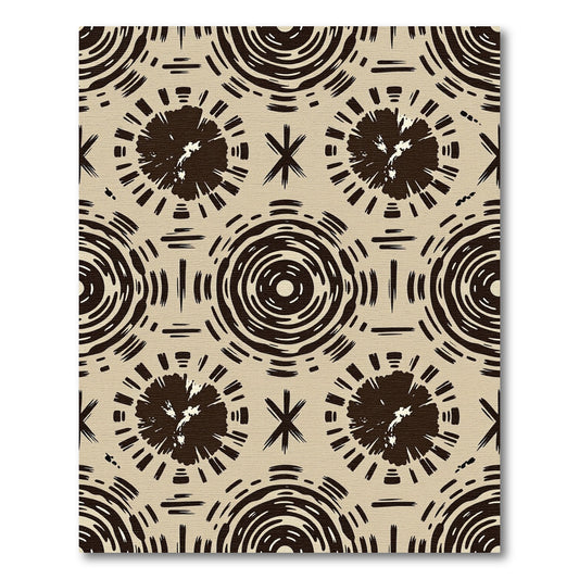 Earthy Brown Abstract Sun Geometric Rug
