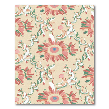 Coral Pink Floral Swirls Rug