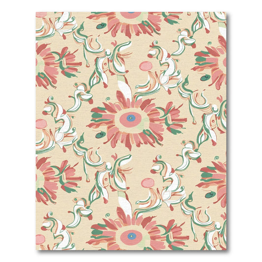 Coral Pink Floral Swirls Rug