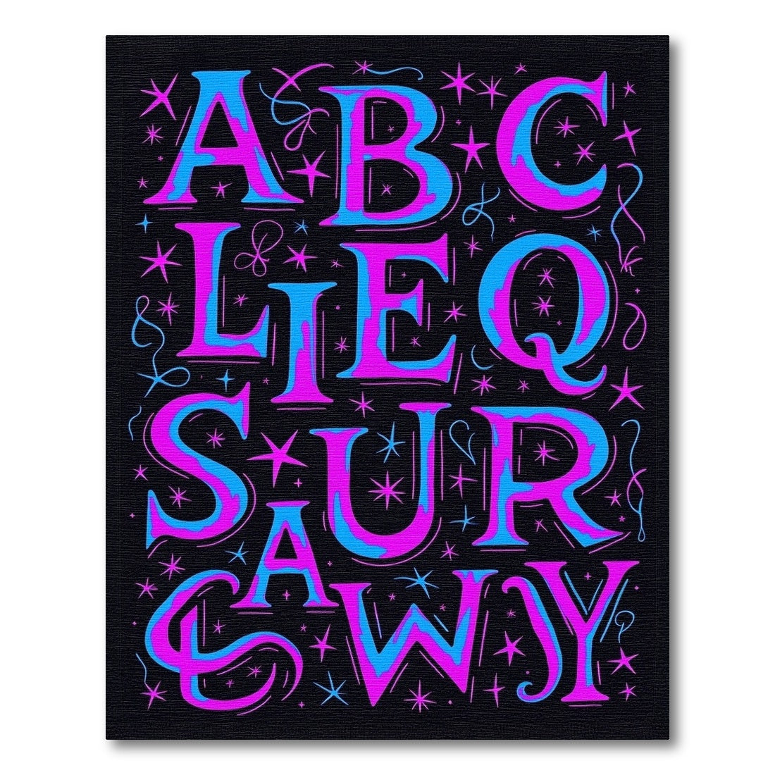 Bright Alphabet Letters Pink Blue Fun Rug