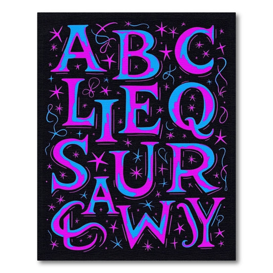 Bright Alphabet Letters Pink Blue Fun Rug