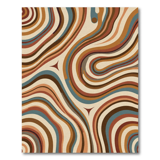 Retro Earthy Swirl Abstract Rug