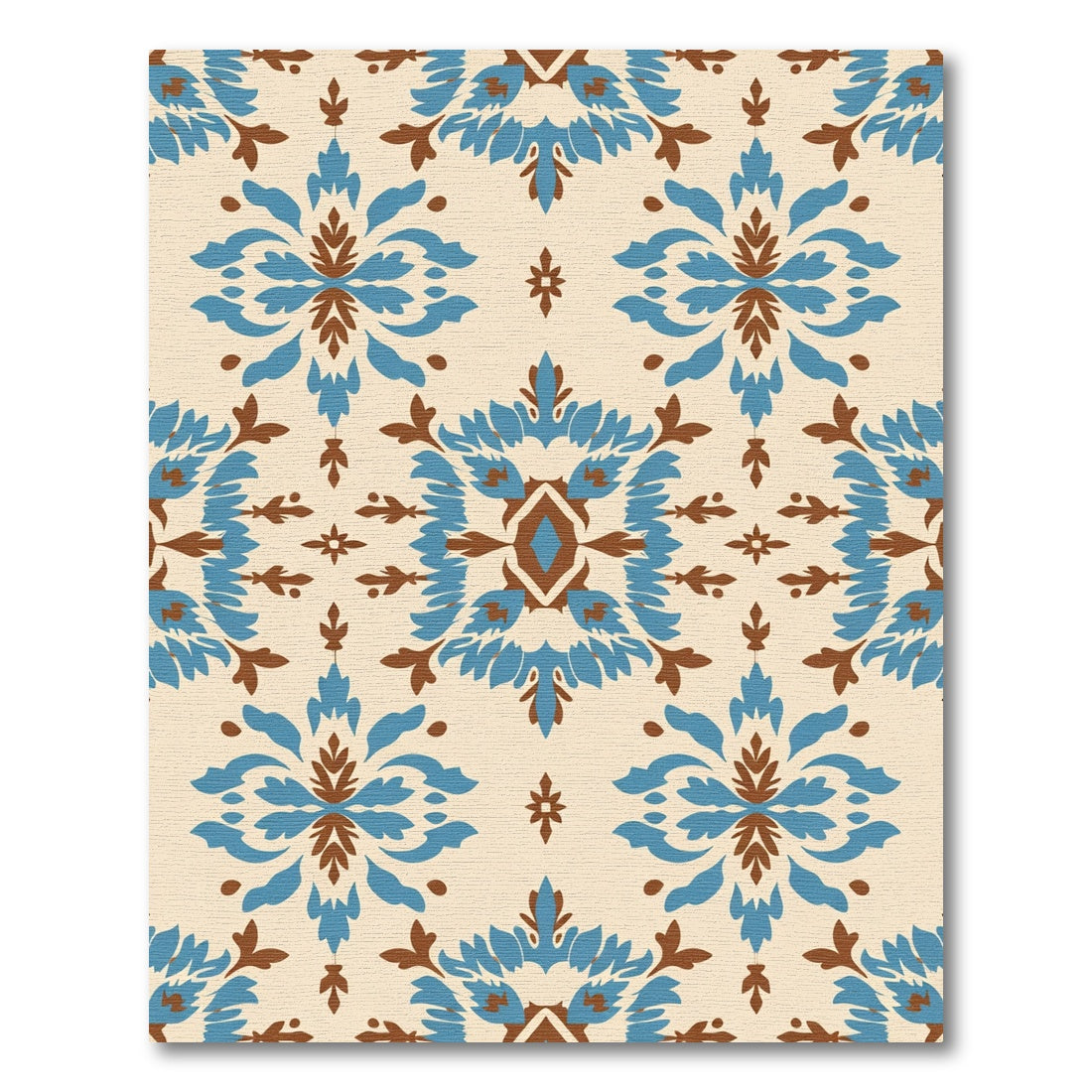 Blue Brown Paisley Medallion Rug