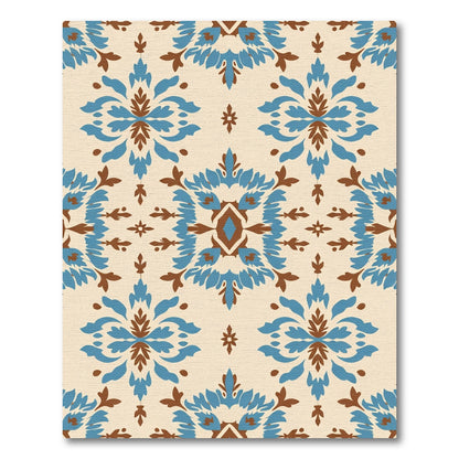Blue Brown Paisley Medallion Rug