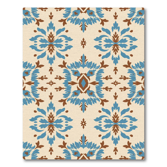 Blue Brown Paisley Medallion Rug