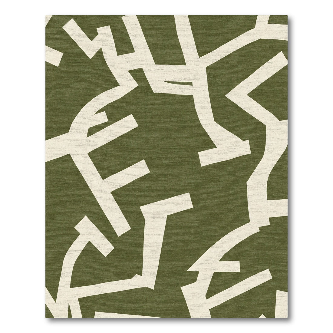 Cream Abstract Over Olive Branches Rug