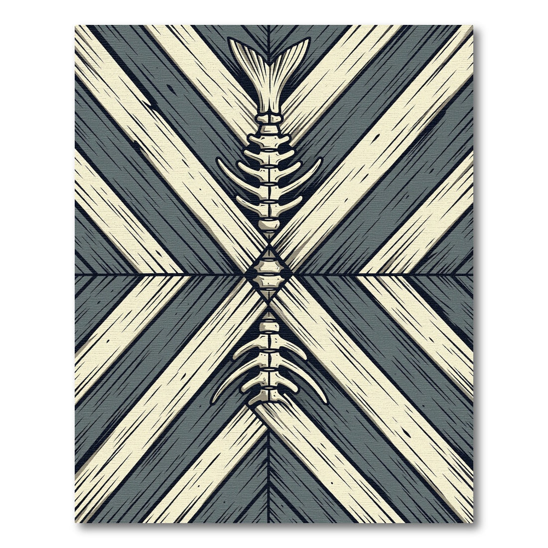 Minimalist Gray Bone Fish Diagonal Herringbone Rug