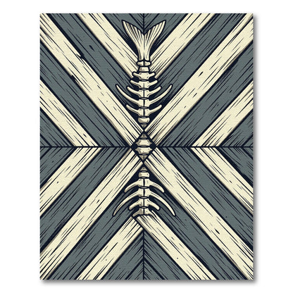 Minimalist Gray Bone Fish Diagonal Herringbone Rug