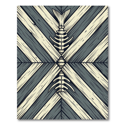 Minimalist Gray Bone Fish Diagonal Herringbone Rug