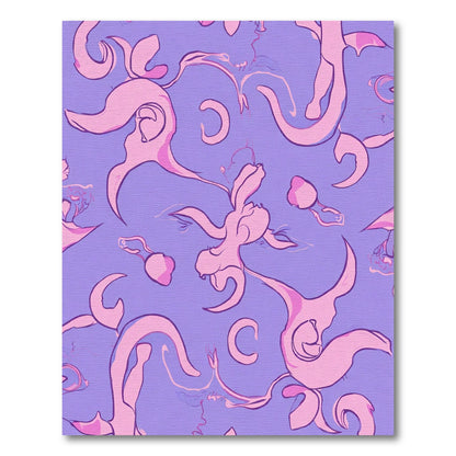 Whimsical Pink Swirls Lavender Abstract Rug