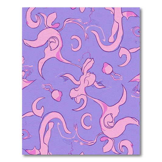 Whimsical Pink Swirls Lavender Abstract Rug