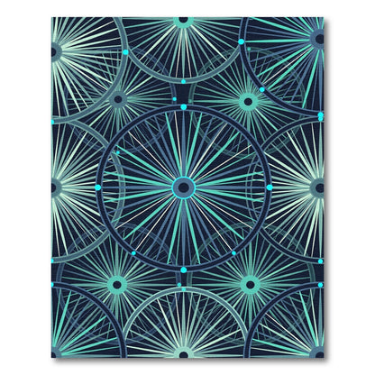 Deep Teal Wheel Spokes Layers Rug