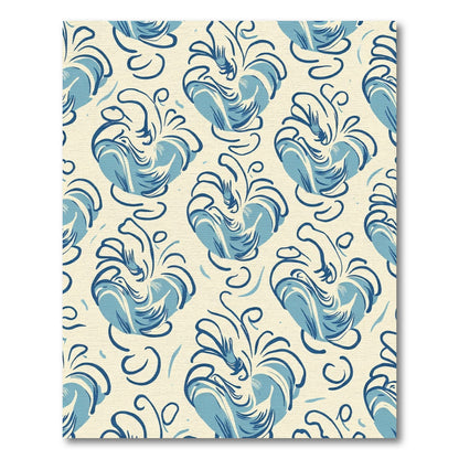 Blue Floral Swirl Cream Rug