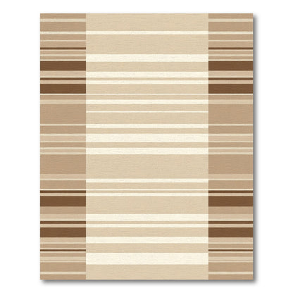 Alternating Striped Beige Brown Lines Rug