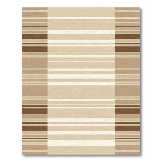 Alternating Striped Beige Brown Lines Rug