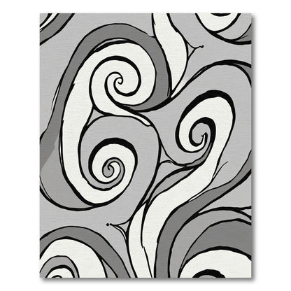 Gray Swirl Abstract Wave Rug