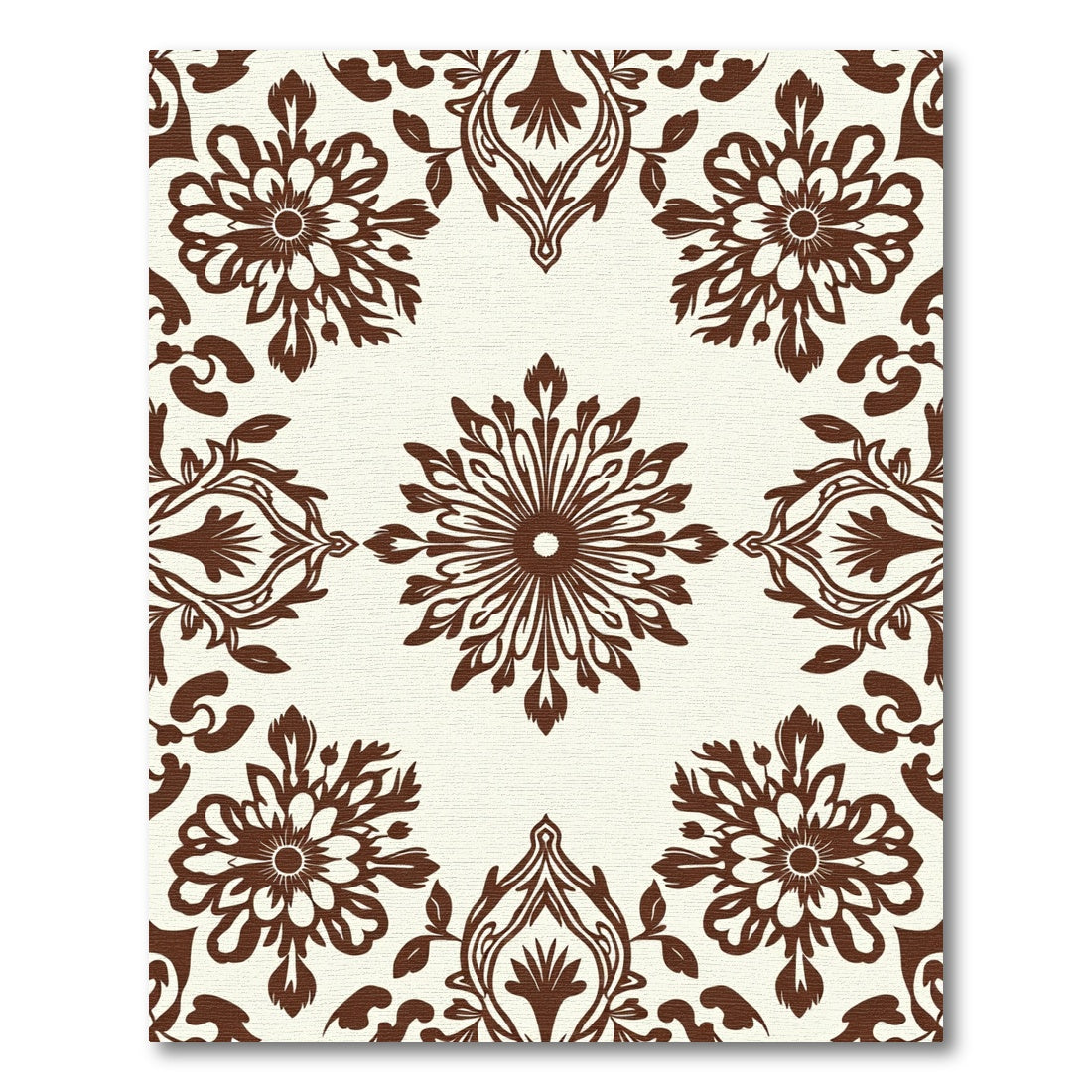 Brown Floral Medallion Scrollwork Rug
