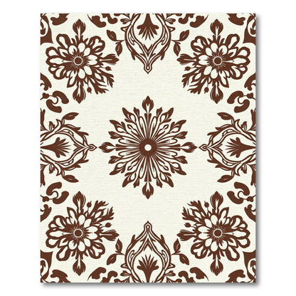 Brown Floral Medallion Scrollwork Rug