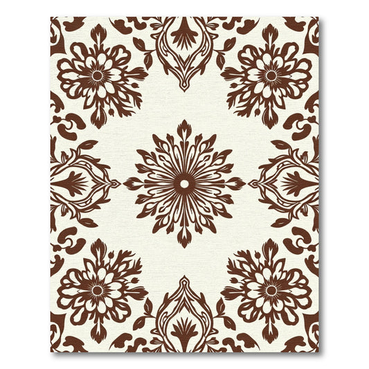 Brown Floral Medallion Scrollwork Rug
