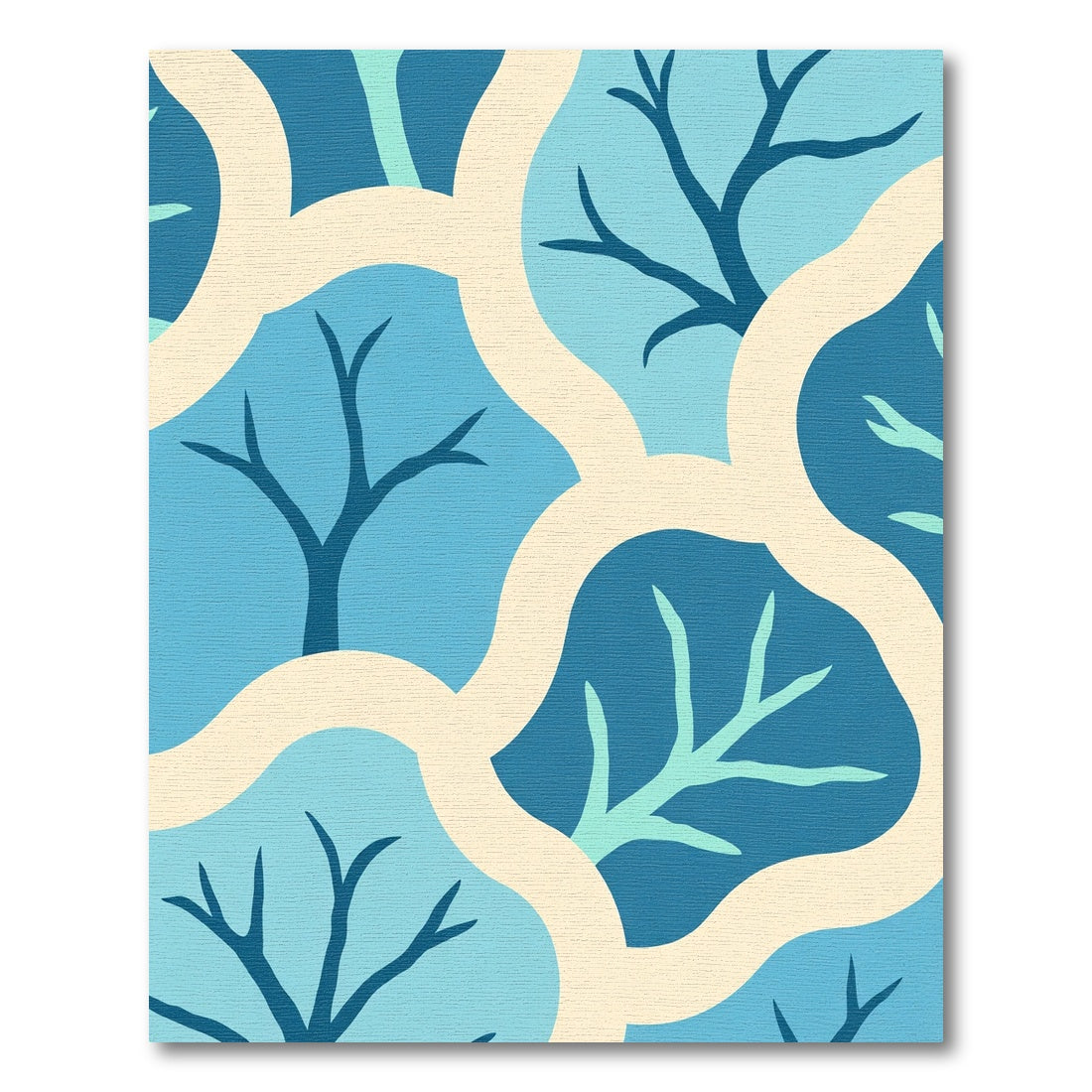 Teal Branch Lattice Abstract Rug