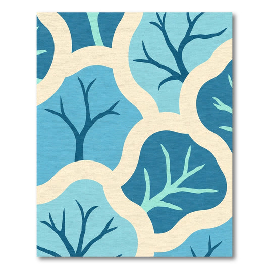 Teal Branch Lattice Abstract Rug