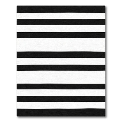 Wide Black White Horizontal Bands Rug