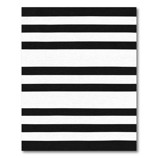 Wide Black White Horizontal Bands Rug
