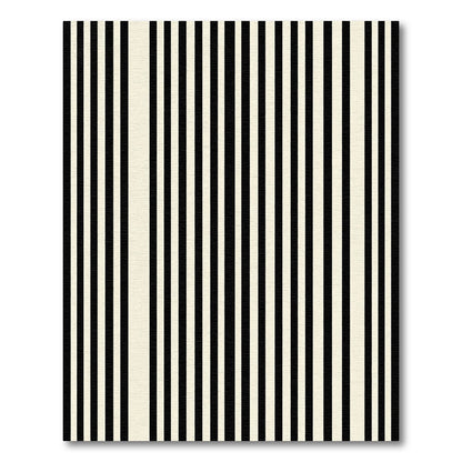 Bold Black Cream Stripe Rug