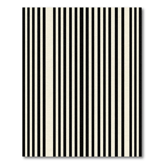 Bold Black Cream Stripe Rug