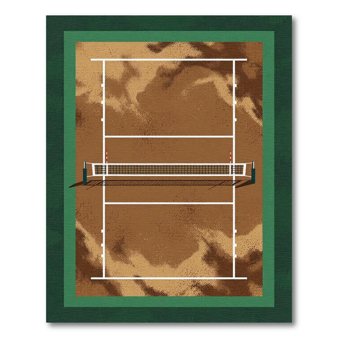 Abstract Clay Court Tennis Lines Rug