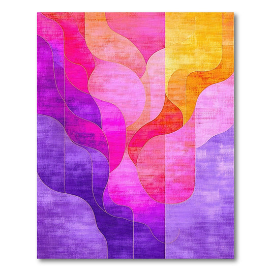 Vibrant Purple Pink Orange Abstract Waves Rug