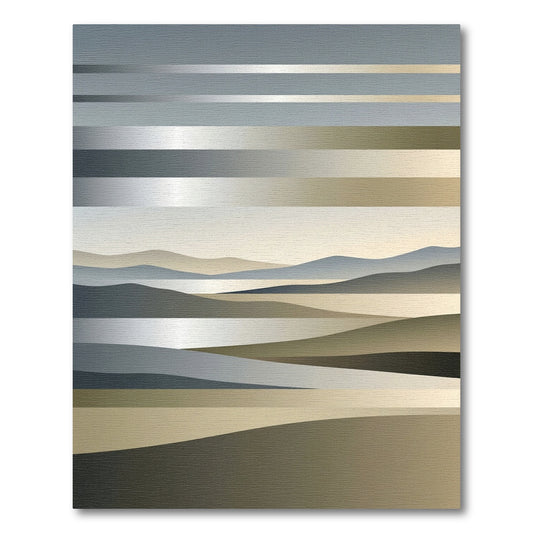 Modern Metallic Horizon Gradient Landscape Rug