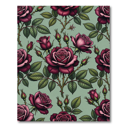 Deep Crimson Rose Botanical Garden Rug