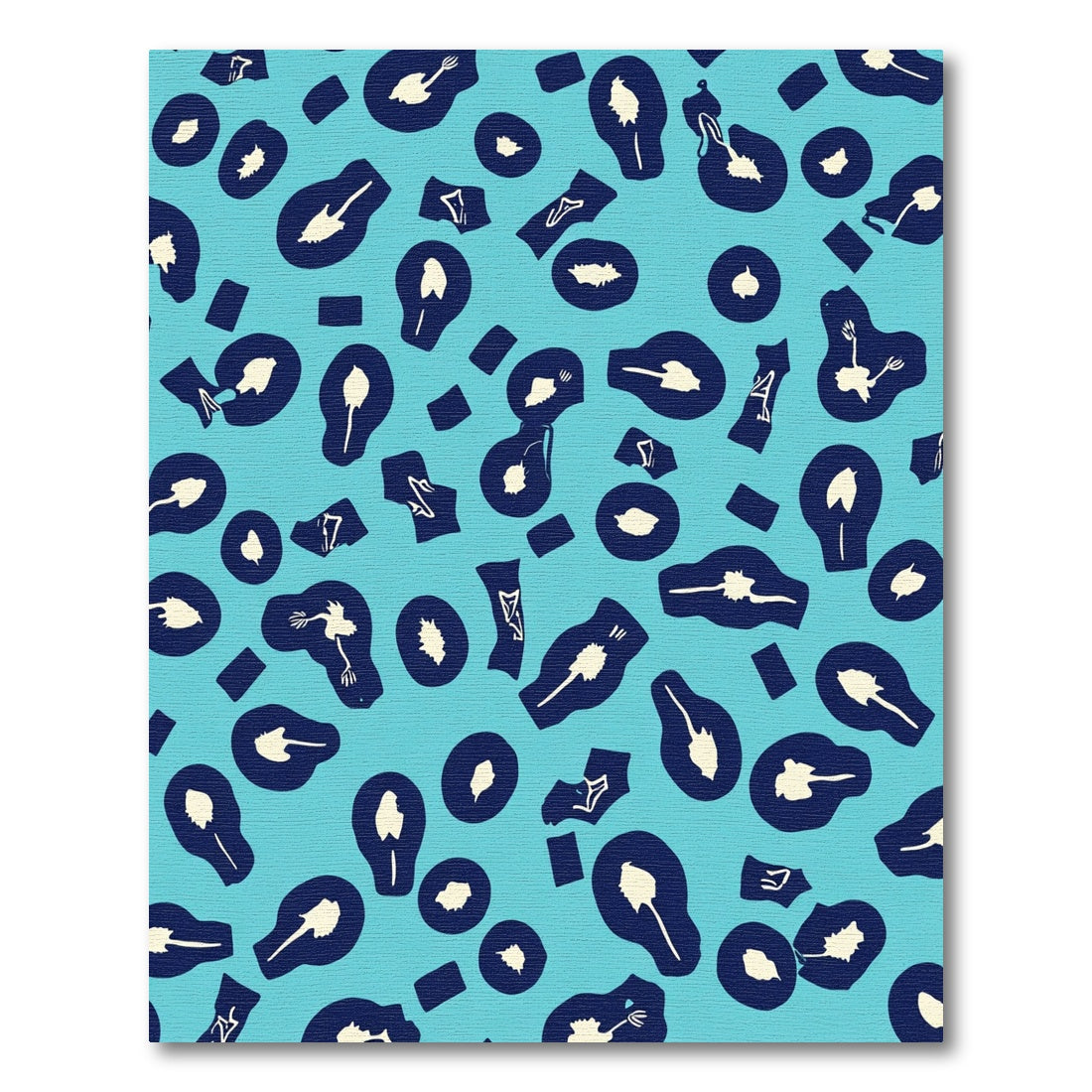 Teal Navy Abstract Object Scatter Rug