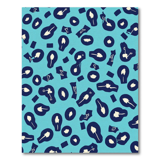 Teal Navy Abstract Object Scatter Rug