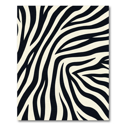 Cream Black Curved Zebraskin Striations Rug