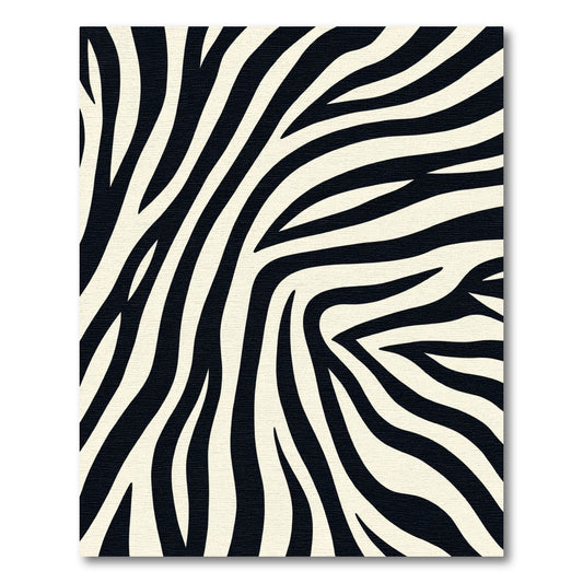 Cream Black Curved Zebraskin Striations Rug