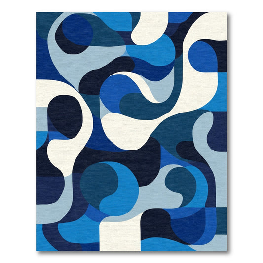 Deep Blue Organic Abstraction Harmony Rug