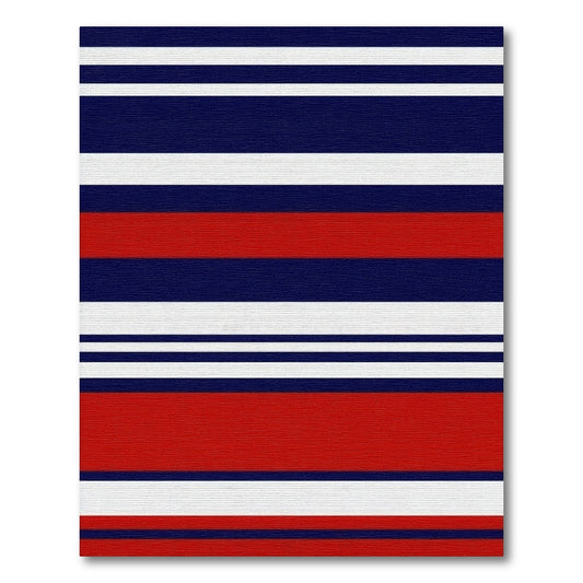 Navy Red White Bold Striped Rug