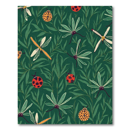Whimsical Insects Green Leaf Pattern Rug
